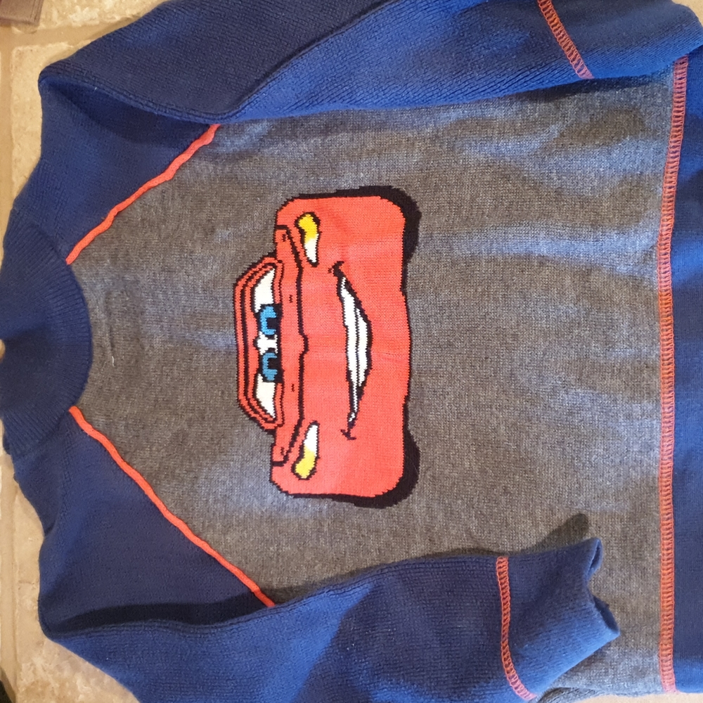 Lightning McQueen adorable blue boys cardigan sweater size 4